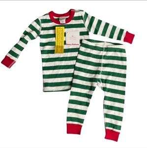 NWT Hanna Andersson Green striped Chrismas pajamas